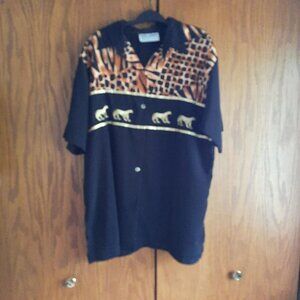 DELTA BURKE COLLECTION BLOUSE BLACK/LEOPARD THEME XL PreLoved